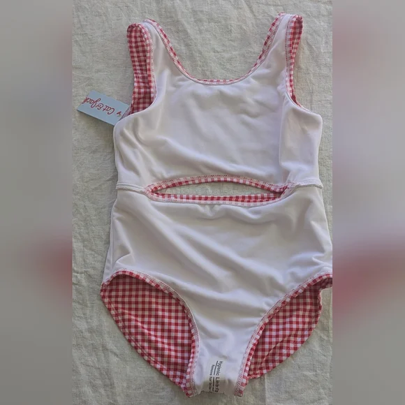 Girls Red Gingham Swimsuit - Picture 7 of 10